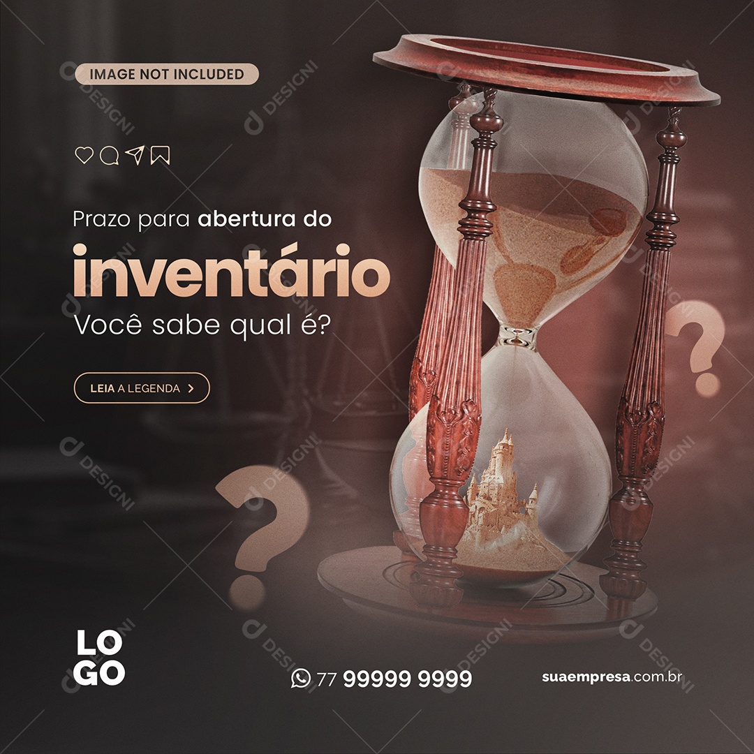 Prazo para Abertura do Inventario Social Media PSD Editável