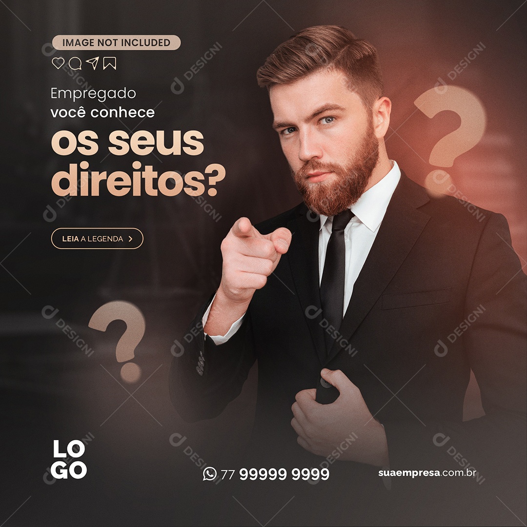 Empregado Você Conhece os Seus Direitos Social Media PSD Editável
