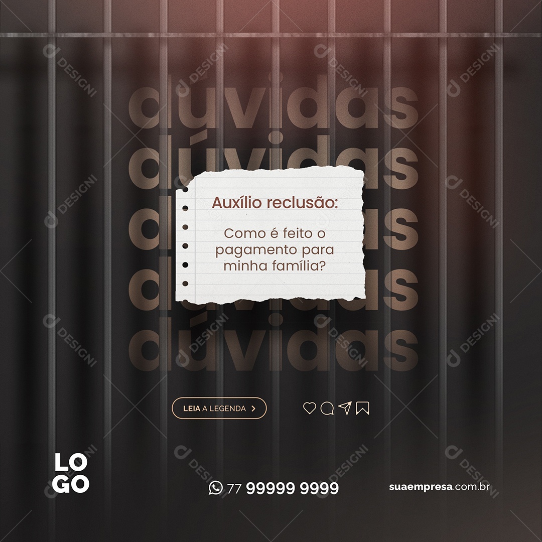Auxilio Reclusão Como é Feito o Pagamento Para Minha Família Social Media PSD Editável