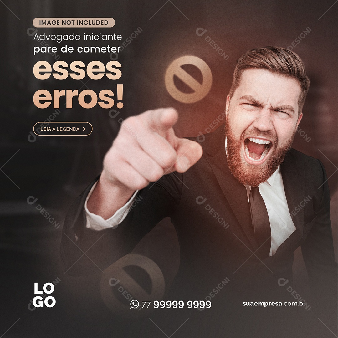 Advogado Iniciante Pare de Cometer Esses Erros Social Media PSD Editável