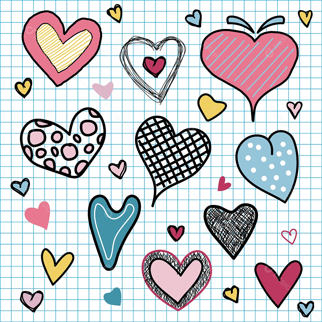 Conjuntos De Corações Dia dos Namorados Vetor EPS