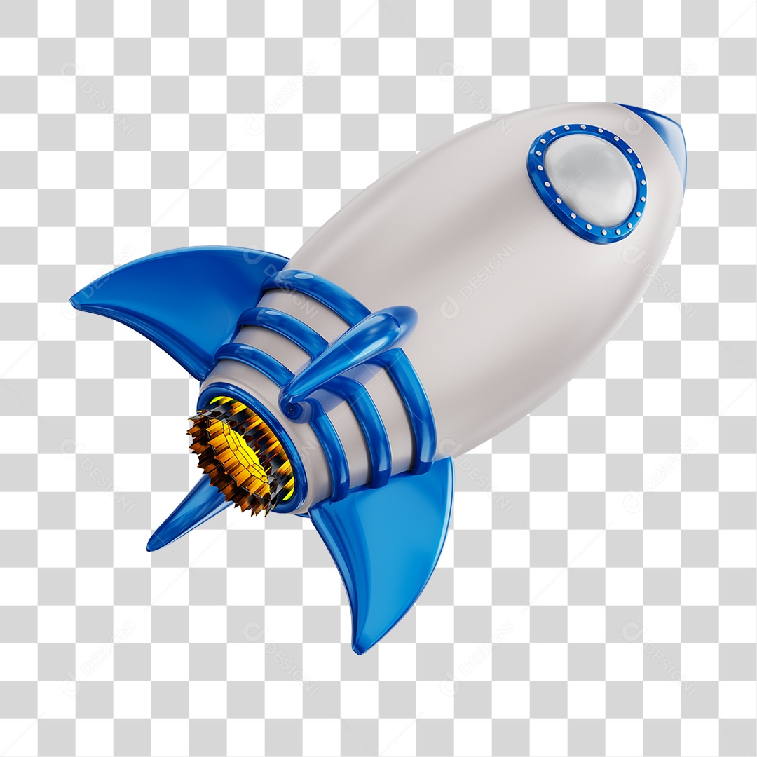 Foguete Azul Elemento PNG Transparente