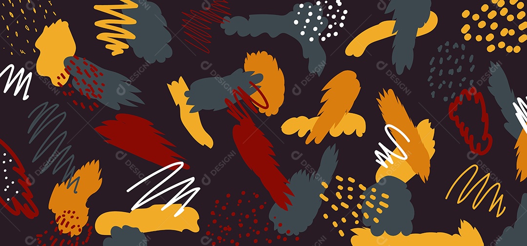 Cenário Padrão de Rabisco de Respingo de Pincel Desenhado à Mão Vetor EPS