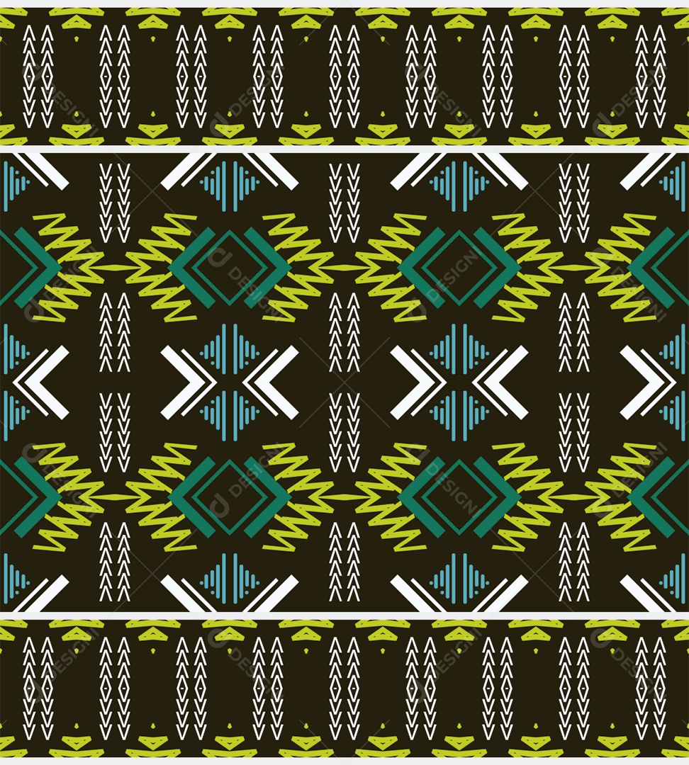 Padrão Tribal Tradicional Estilo Asteca Coloridos Modernos Vetor EPS