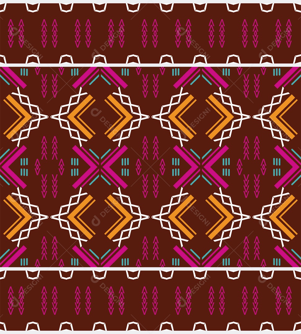 Padrão Tribal Tradicional Estilo Asteca Coloridos Modernos Vetor EPS