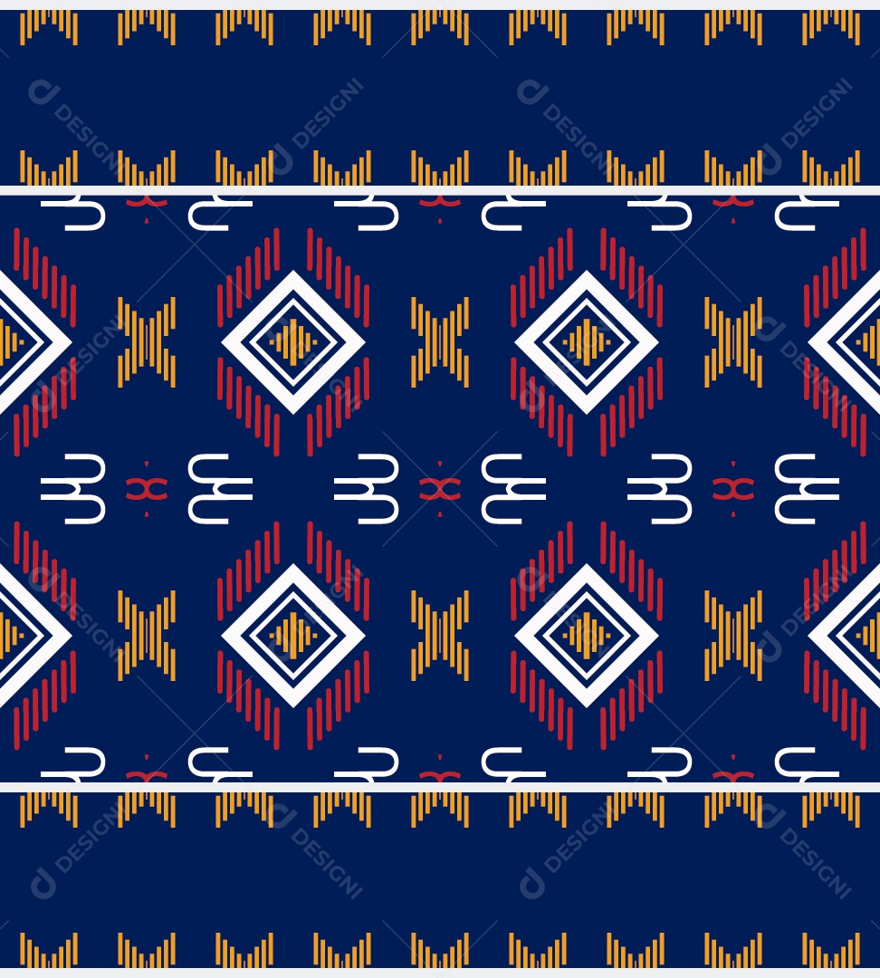 Padrão Tribal Tradicional Estilo Asteca Azul Escuro Modernos Vetor EPS