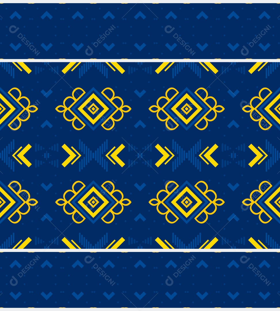 Padrão Tribal Tradicional Estilo Asteca Amarelo e Azul Modernos Vetor EPS