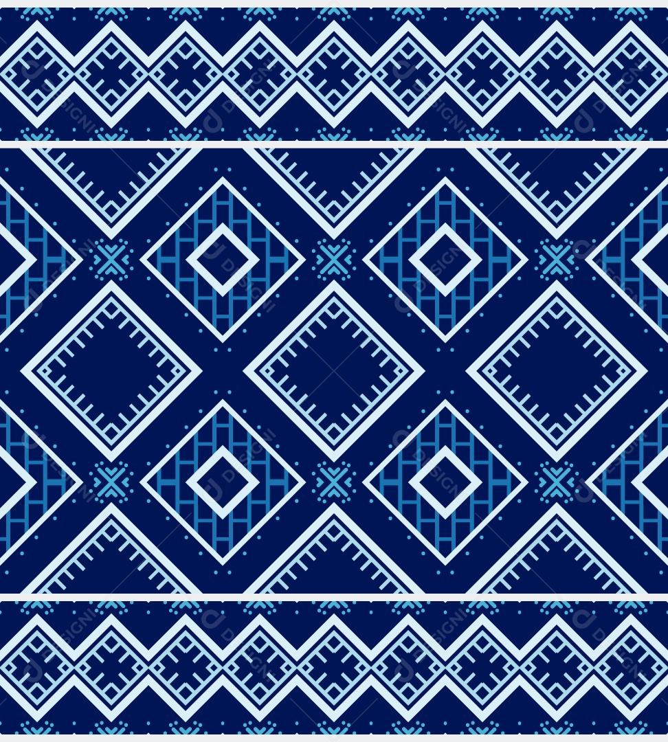 Padrão Tribal Tradicional Estilo Asteca Azul Modernos Vetor EPS