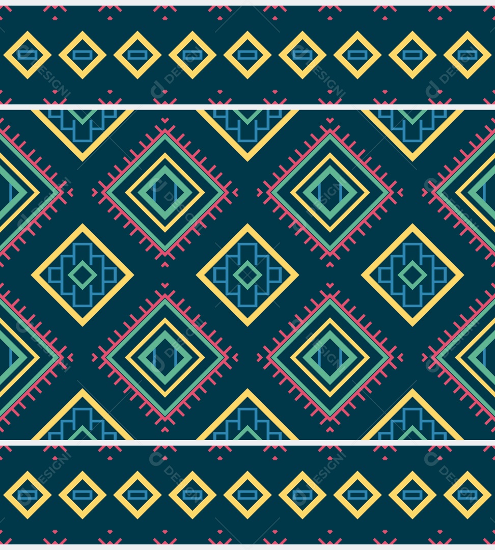 Padrão Tribal Tradicional Estilo Asteca Coloridos Modernos Vetor EPS