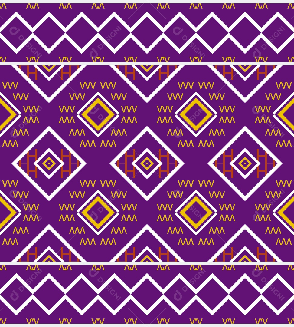 Padrão Tribal Tradicional Estilo Asteca Roxo e Branco Modernos Vetor EPS