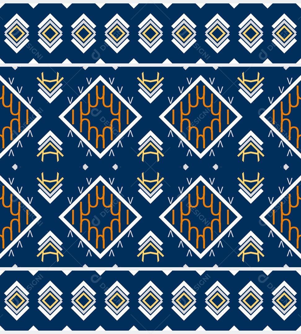 Padrão Tribal Tradicional Estilo Asteca Azul Modernos Vetor EPS