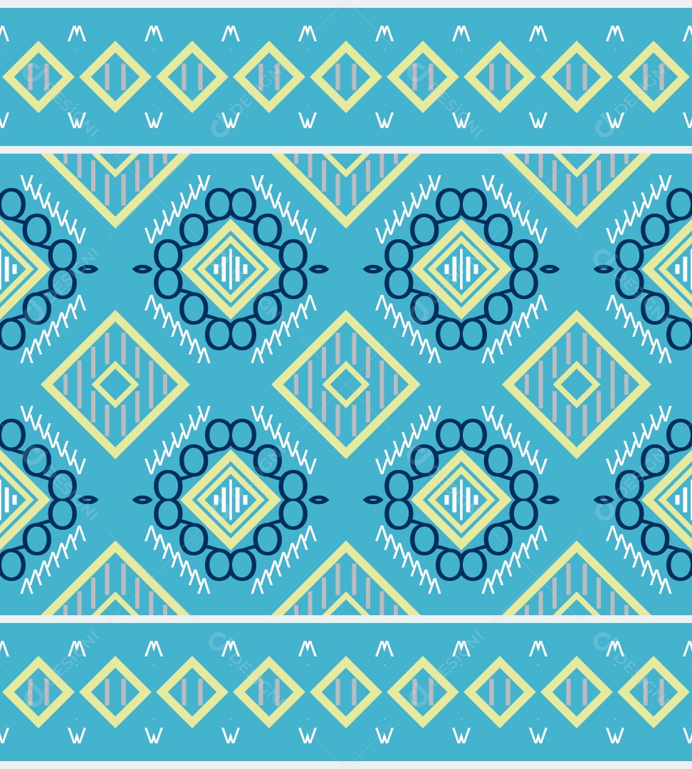 Padrão Tribal Tradicional Estilo Asteca Azul Modernos Vetor EPS