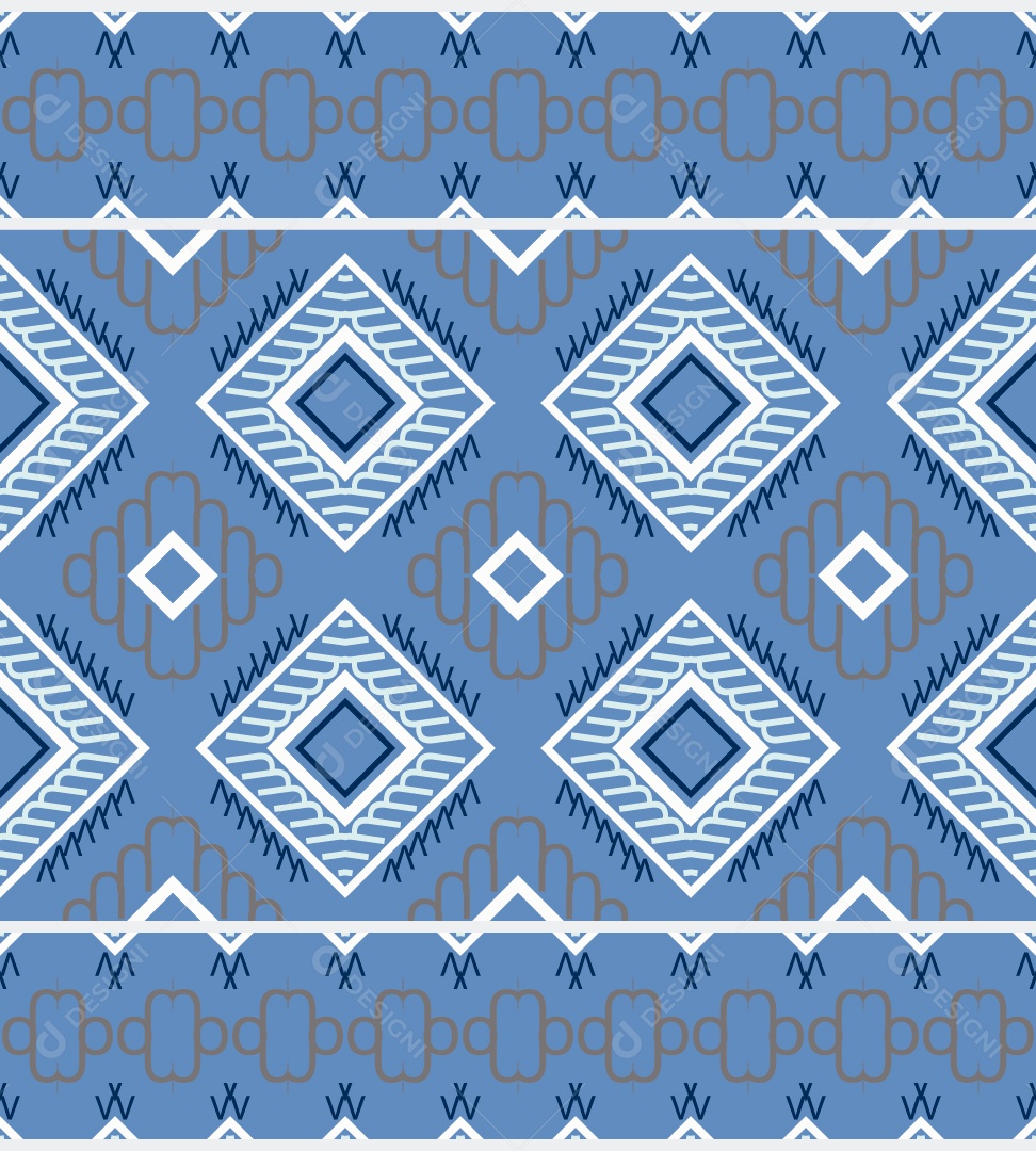 Padrão Tribal Tradicional Estilo Asteca Azul Modernos Vetor EPS