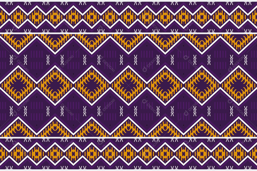 Padrão Tribal Tradicional Estilo Asteca Dourado e Roxo Modernos Vetor EPS
