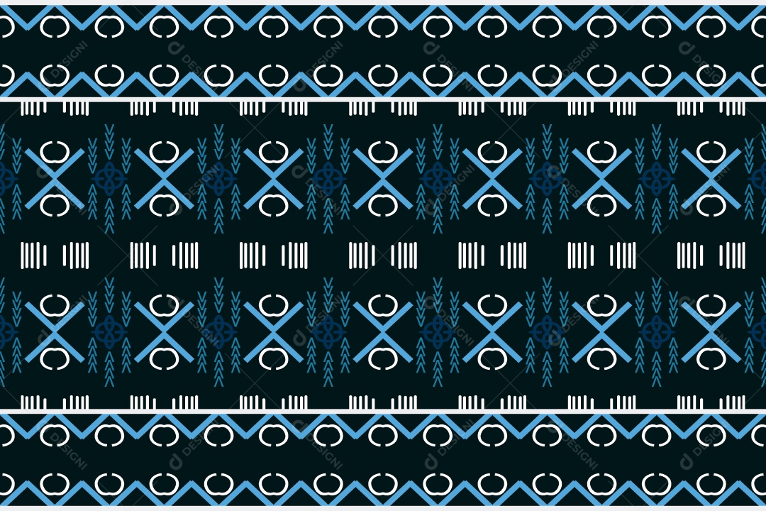 Padrão Tribal Tradicional Estilo Asteca Azul Modernos Vetor EPS