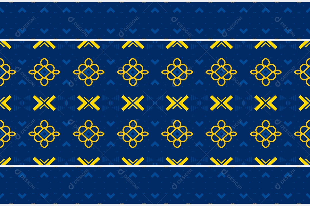 Padrão Tribal Tradicional Estilo Asteca Azul e Amarelo Modernos Vetor EPS