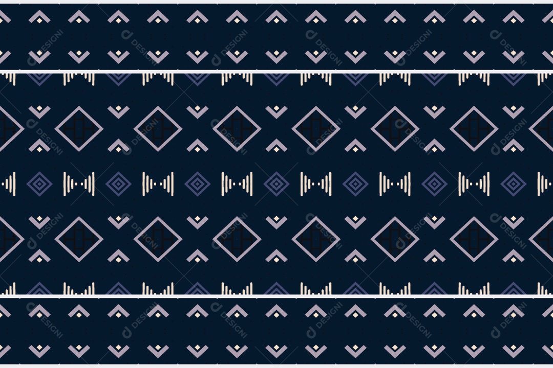 Padrão Tribal Tradicional Estilo Asteca Azul e Desenhos Brancos Modernos Vetor EPS