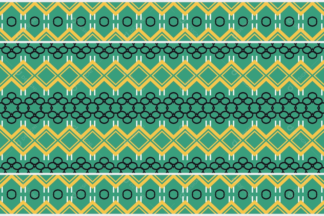 Padrão Tribal Tradicional Estilo Asteca Verde e Dourado Modernos Vetor EPS