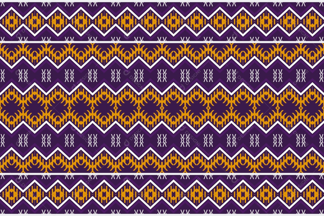 Padrão Tribal Tradicional Estilo Asteca Roxo e Dourado Modernos Vetor EPS