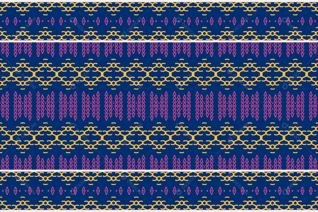 Padrão Tribal Tradicional Estilo Asteca Azul Rosa e Dourado Modernos Vetor EPS