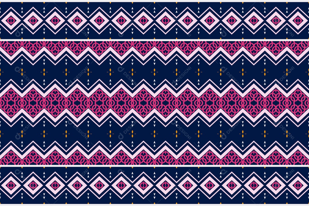 Padrão Tribal Tradicional Estilo Asteca Azul e Rosa Modernos Vetor EPS