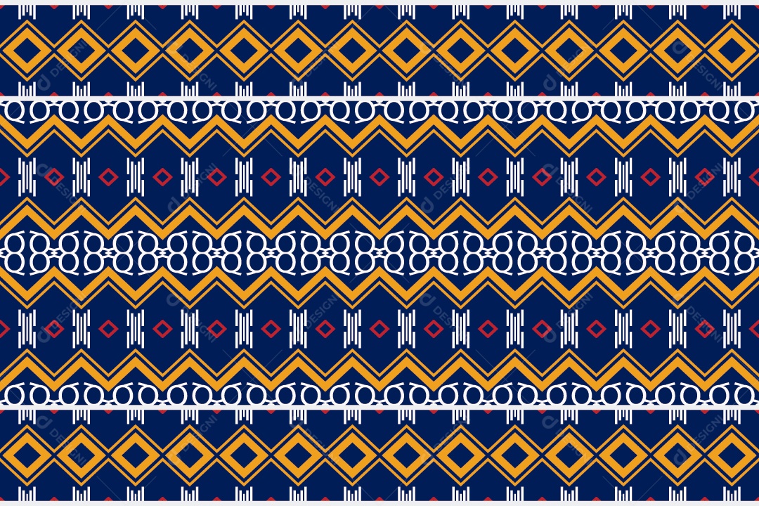 Padrão Tribal Tradicional Estilo Asteca Azul e Dourado Modernos Vetor EPS