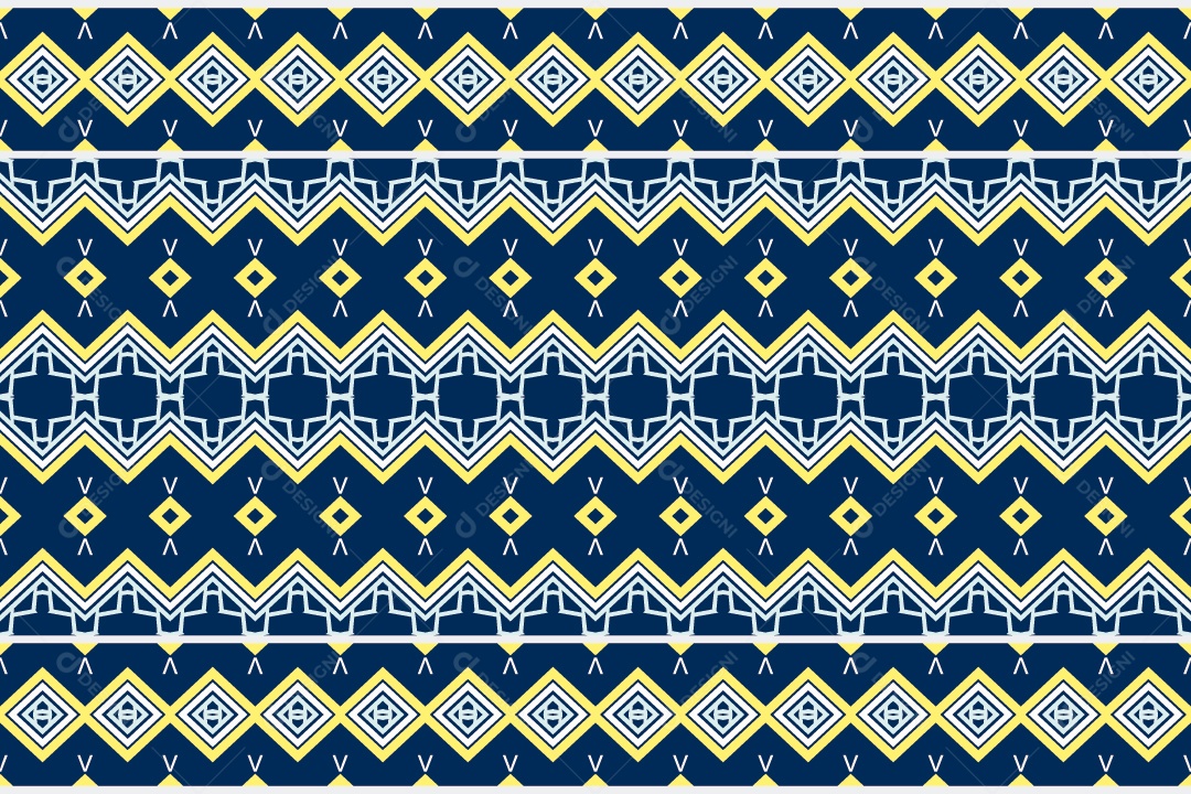 Padrão Tribal Tradicional Estilo Asteca Coloridos Azul Vetor EPS