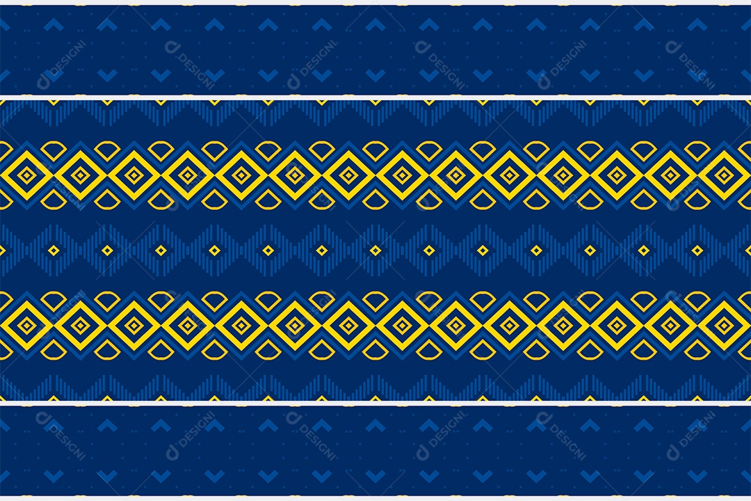 Padrão Tribal Tradicional Estilo Asteca Modernos Azul Vetor EPS