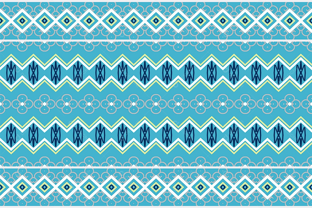 Padrão Tribal Tradicional Estilo Asteca Modernos Azul Vetor EPS