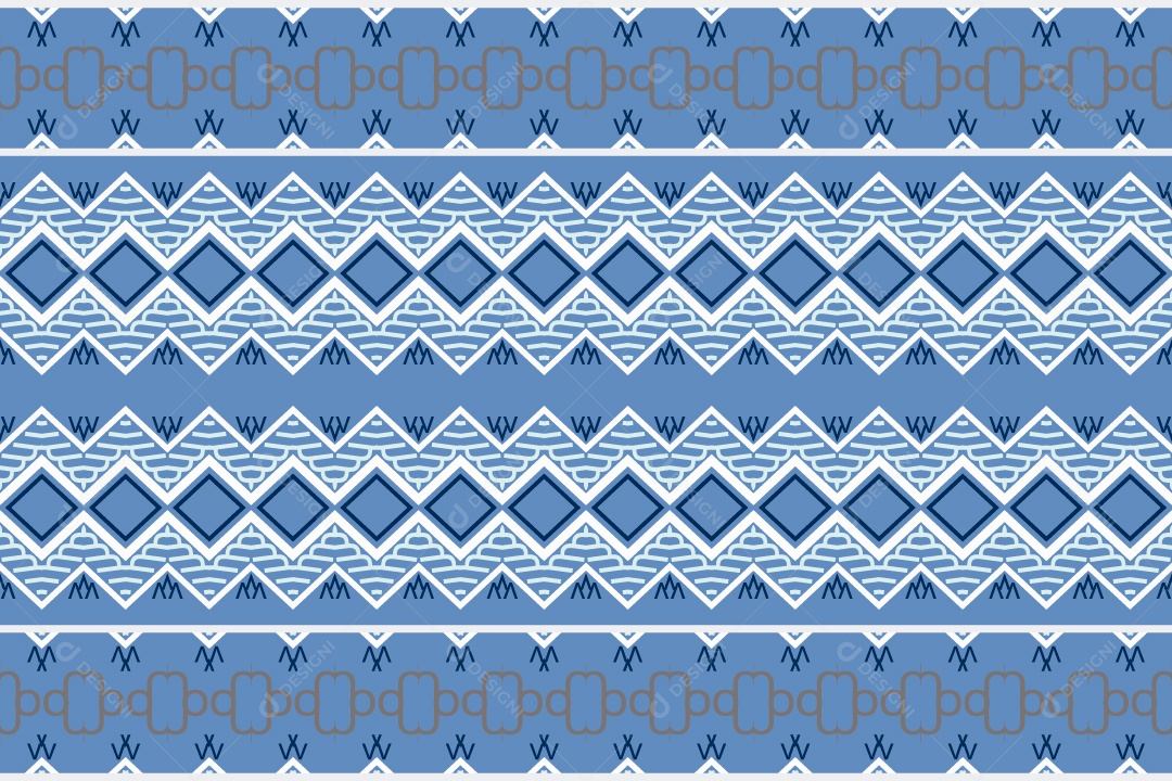 Padrão Tribal Tradicional Estilo Asteca Modernos Azul Vetor EPS