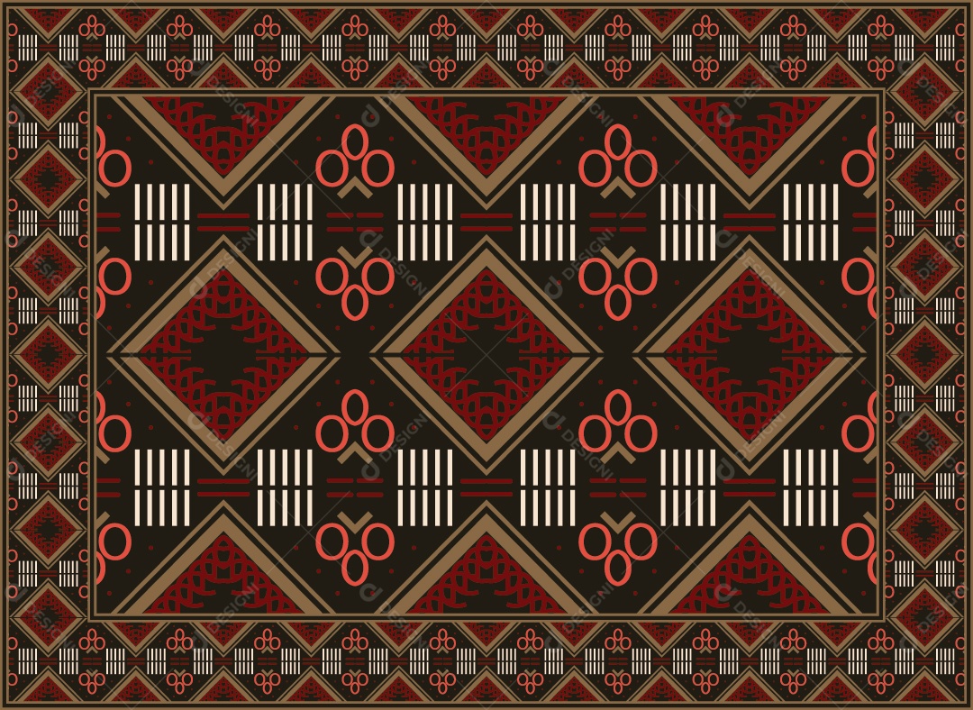 Padrão Tribal Tradicional Estilo Asteca Modernos Coloridos Vetor EPS