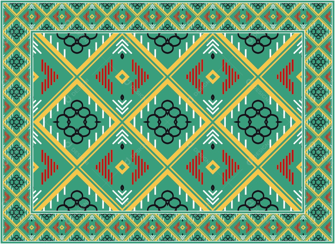 Padrão Tribal Tradicional Estilo Asteca Modernos Verde Vetor EPS