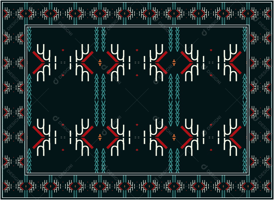 Padrão Tribal Tradicional Estilo Asteca Modernos Coloridos Vetor EPS