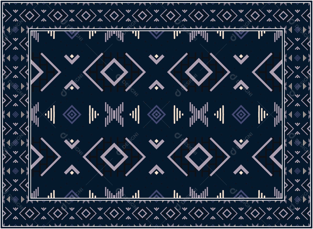 Padrão Tribal Tradicional Estilo Asteca Azul Escuro Vetor EPS