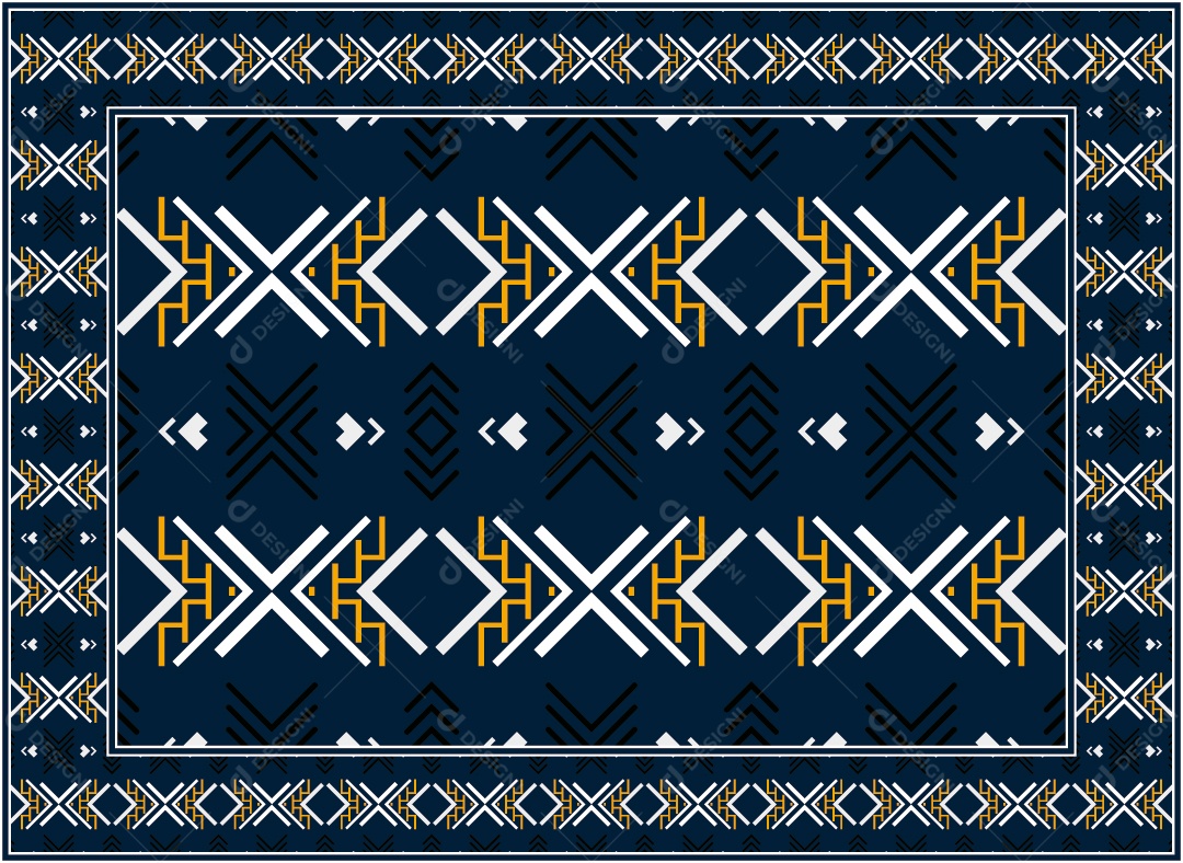 Padrão Tribal Tradicional Estilo Asteca Azul Escuro Vetor EPS