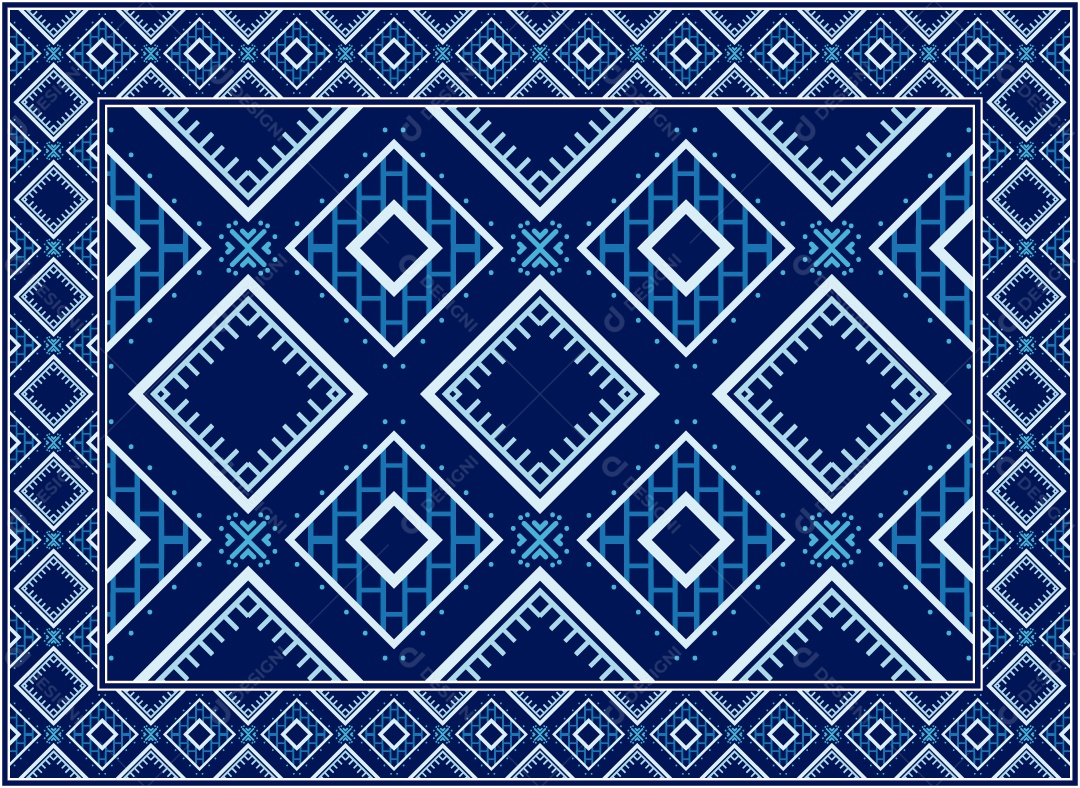 Padrão Tribal Tradicional Estilo Asteca Azul Vetor EPS