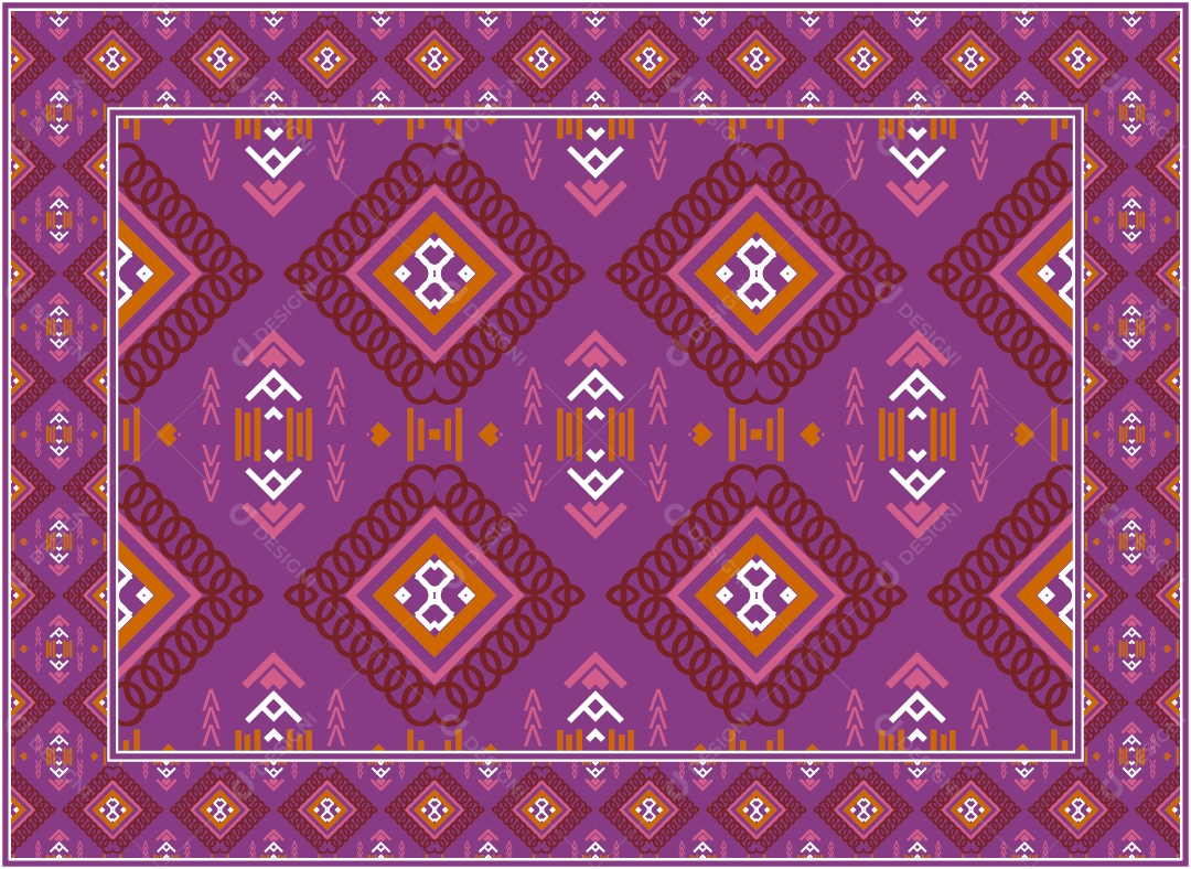 Padrão Tribal Tradicional Estilo Asteca Roxa Vetor EPS