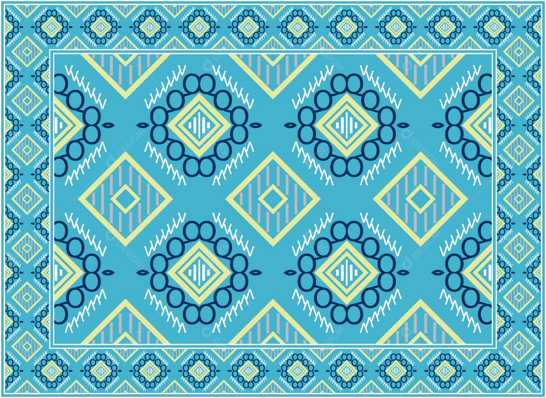 Padrão Tribal Tradicional Estilo Asteca Azul Vetor EPS