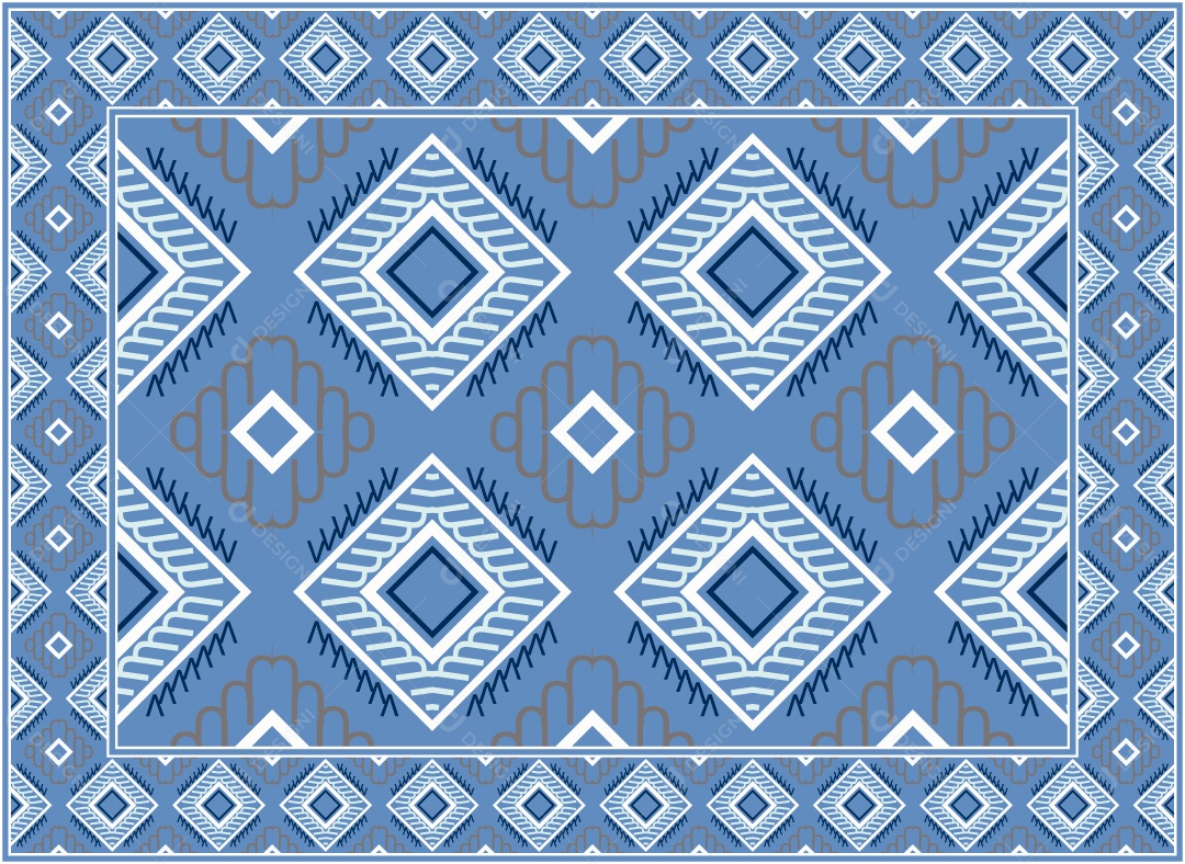 Padrão Tribal Tradicional Estilo Asteca Azul Vetor EPS
