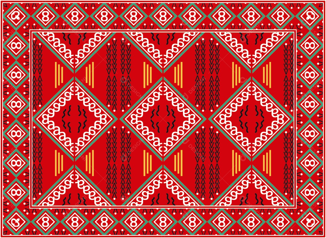 Padrão Tribal Tradicional Estilo Asteca Vermelho Vetor EPS