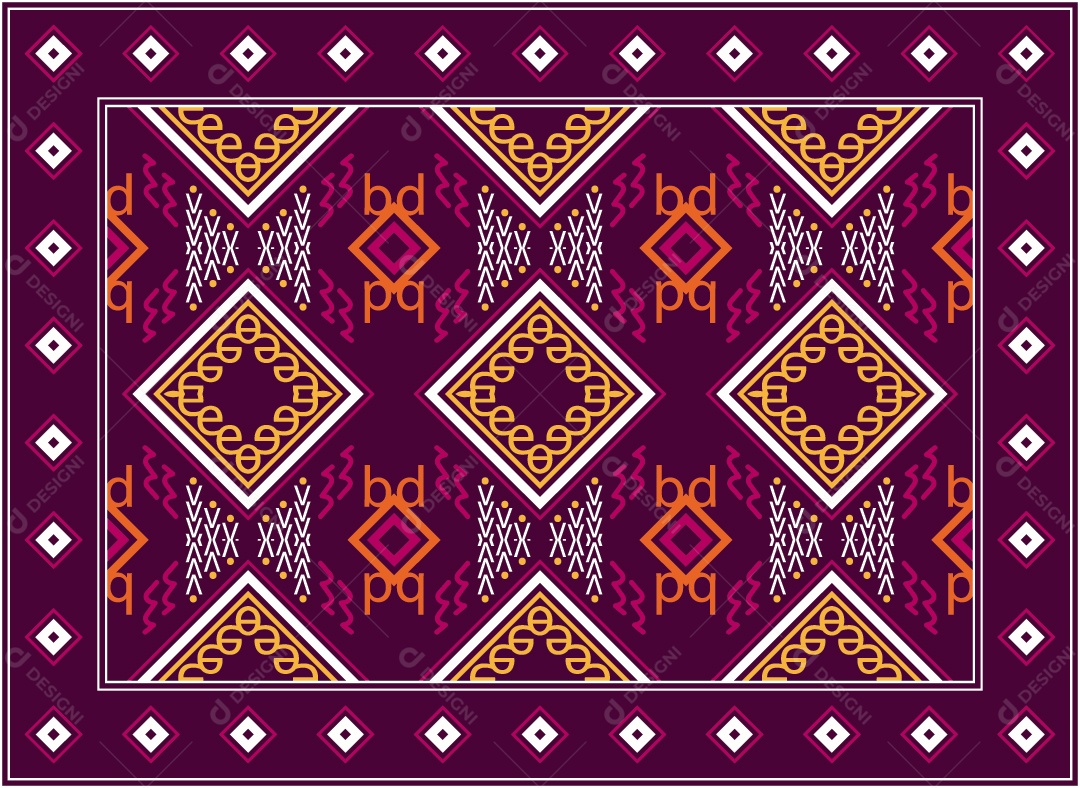 Padrão Tribal Tradicional Estilo Asteca Roxa Vetor EPS