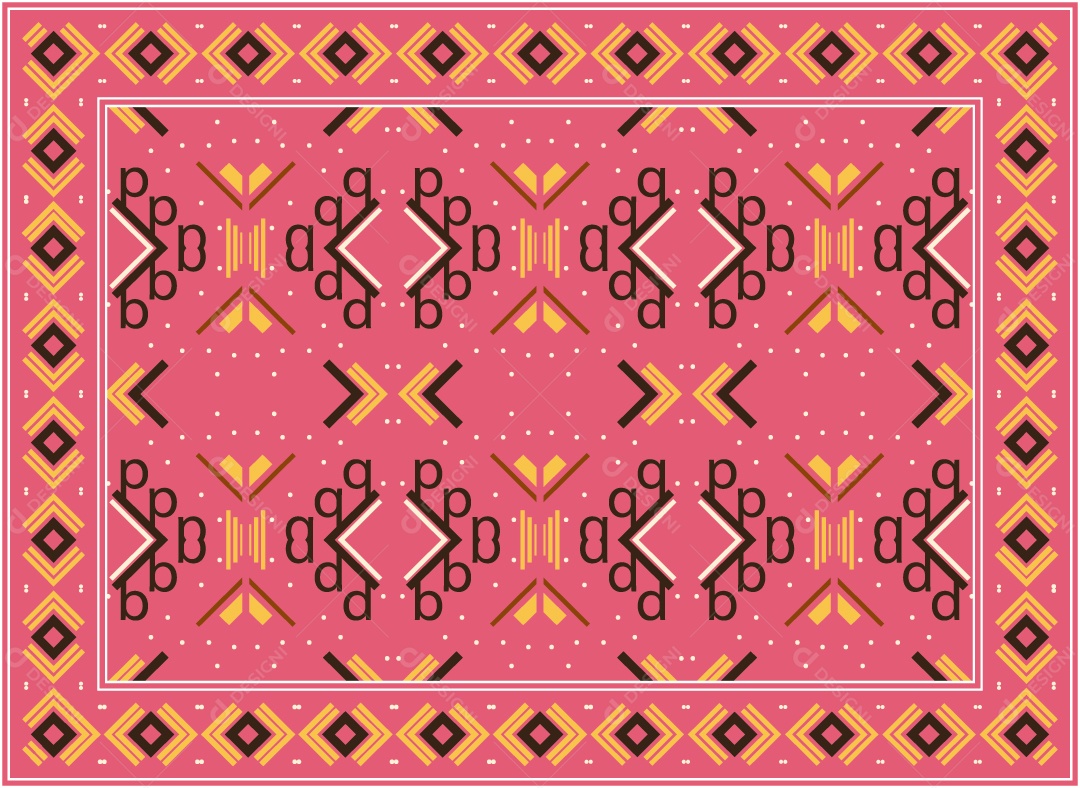 Padrão Tribal Tradicional Estilo Asteca Rosa Vetor EPS