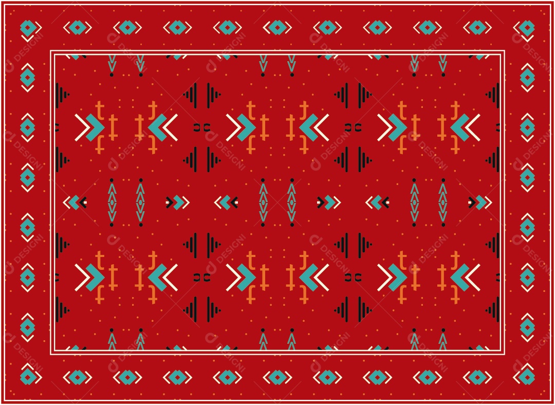 Padrão Tribal Tradicional Estilo Asteca Vermelho Vetor EPS