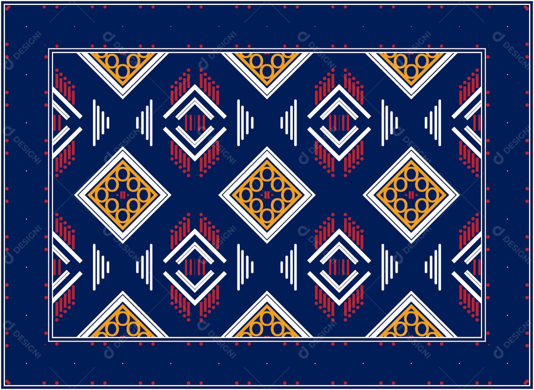 Padrão Tribal Tradicional Estilo Asteca Azul Escuro Moderno Vetor EPS