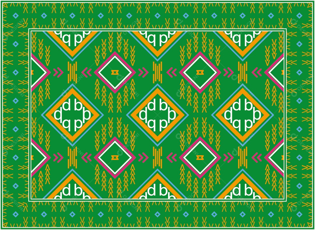 Padrão Tribal Tradicional Estilo Asteca Verde Moderno Vetor EPS