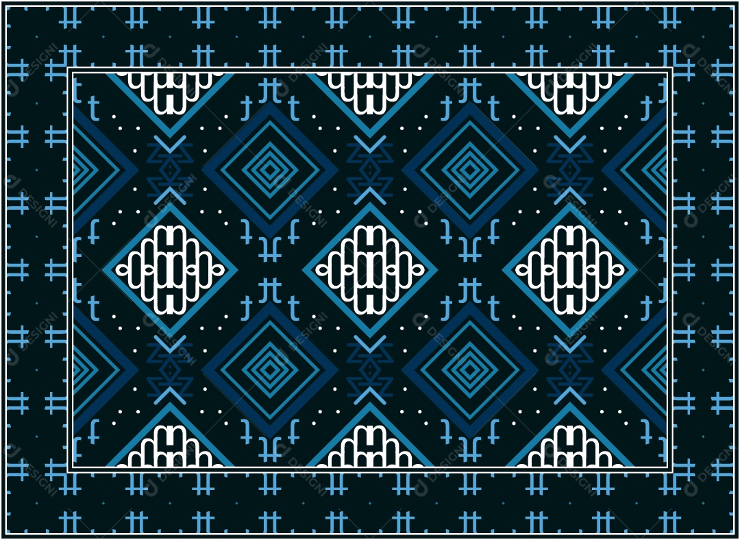 Padrão Tribal Tradicional Estilo Asteca Azul Moderno Vetor EPS