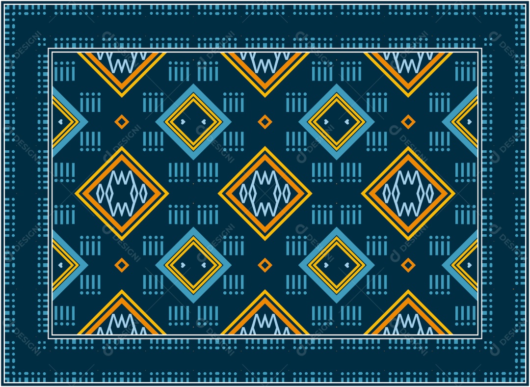 Padrão Tribal Tradicional Estilo Asteca Azul Moderno Vetor EPS