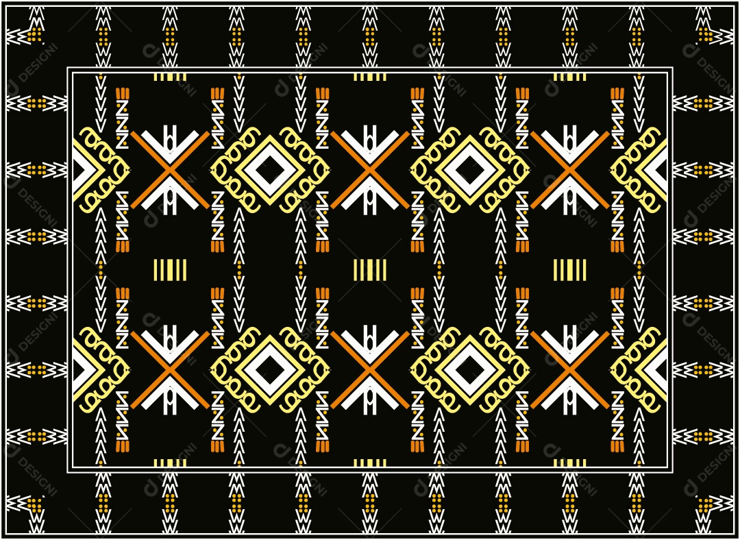 Padrão Tribal Tradicional Estilo Asteca Preto Moderno Vetor EPS