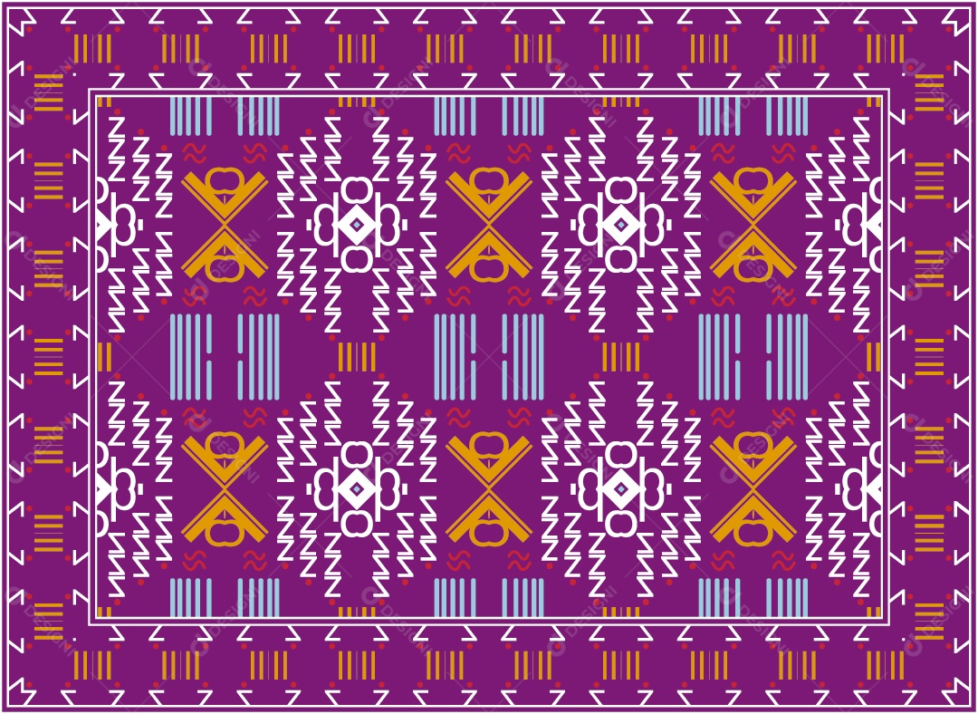 Padrão Tribal Tradicional Estilo Asteca Roxa Moderno Vetor EPS