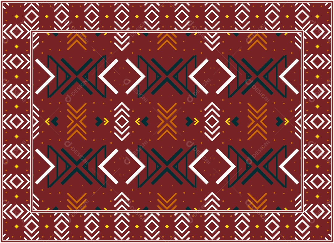 Padrão Tribal Tradicional Estilo Asteca Vermelho Moderno Vetor EPS